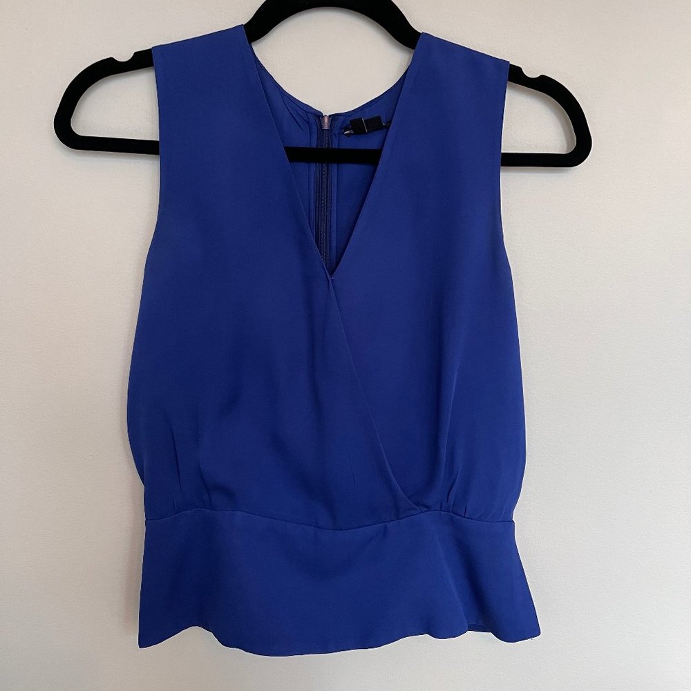 Theory Silk V-Neck Peplum-Style Blouse